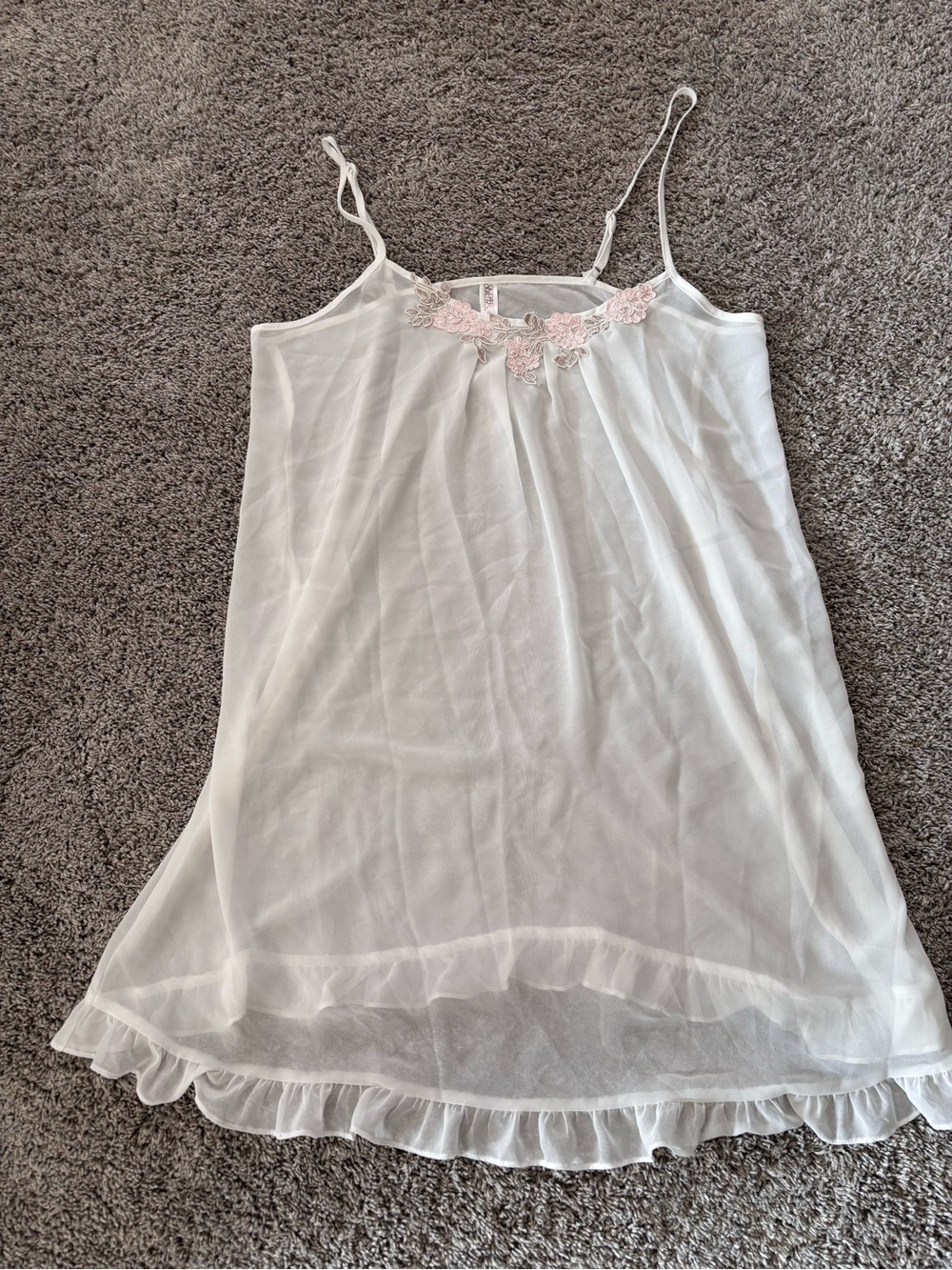 Gilligan & O'Malley Intimate Coquette White Sheer Slip Nightgown Womens Size M
